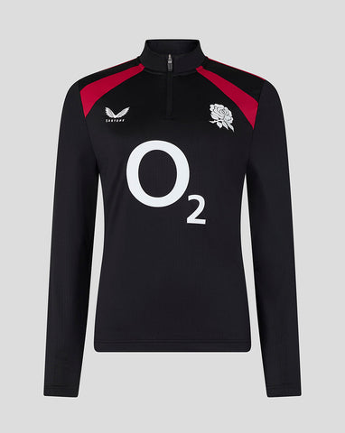Black sports jacket with red accents and branding on a gray background