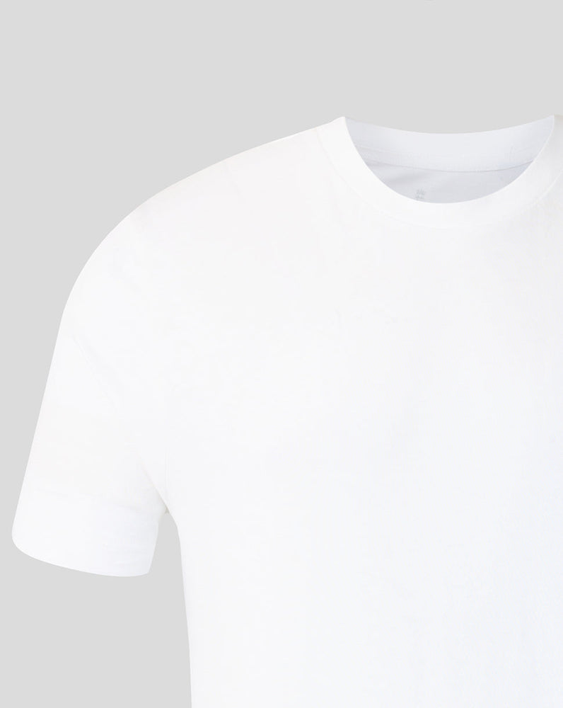 White t-shirt on a light gray background