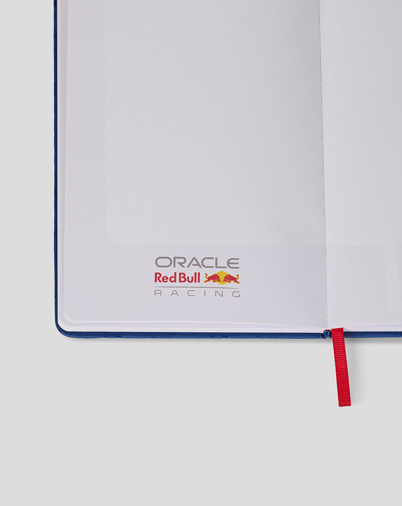 Notebook with Oracle Red Bull Racing logo on a white background