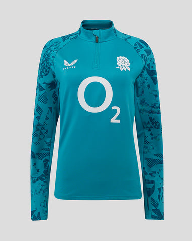 Women's England Rugby 25/26 Performance Long Sleeve Midlayer Top - Storm Blue