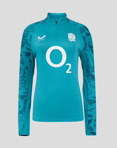 Women's England Rugby 25/26 Performance Long Sleeve Midlayer Top - Storm Blue