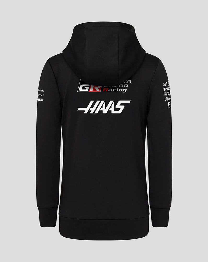 Black hoodie with 'Haas' and 'GR Racing' logos on a gray background