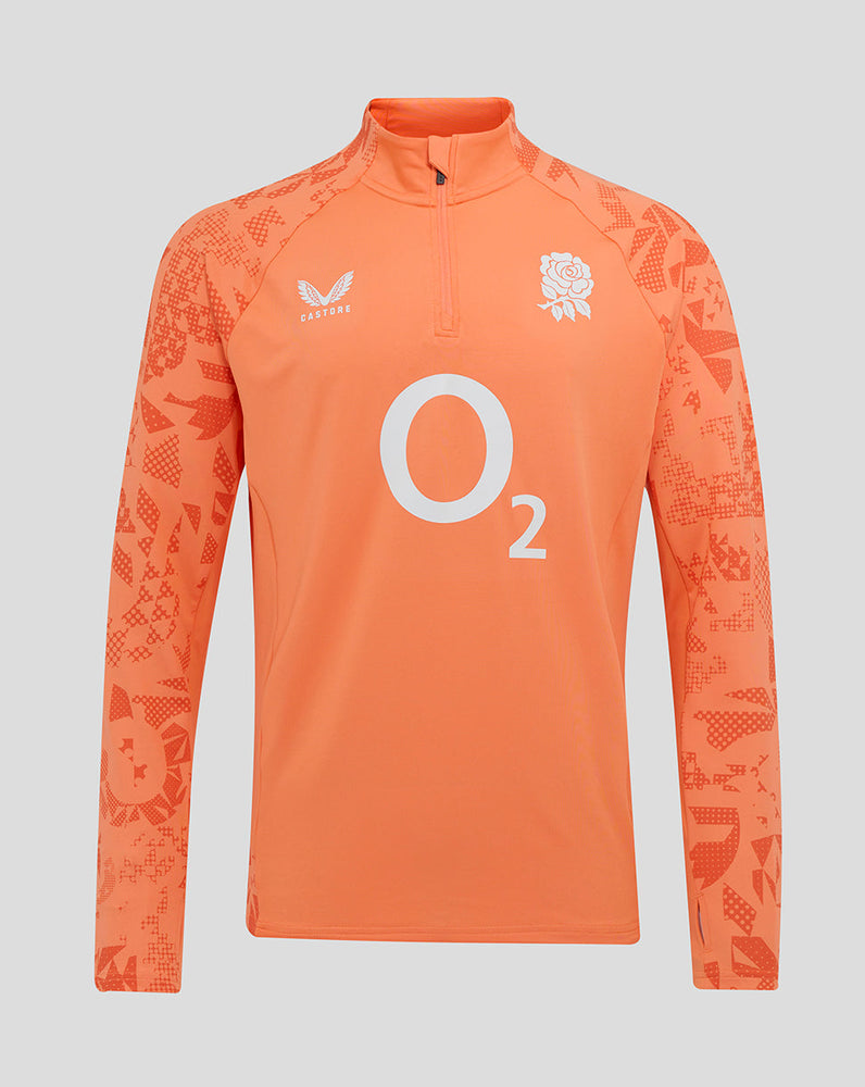 Men's England Rugby 25/26 Performance Long Sleeve Midlayer Top - Melon