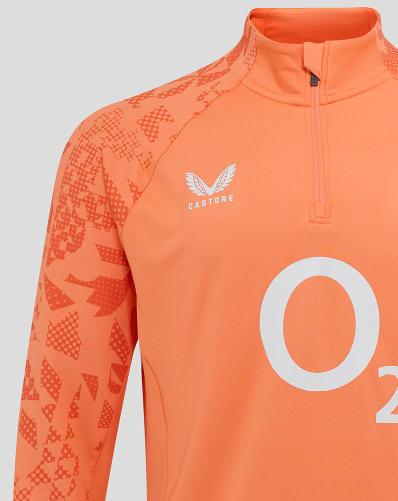 Men's England Rugby 25/26 Performance Long Sleeve Midlayer Top - Melon
