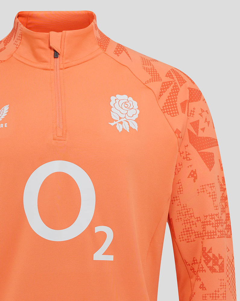 Men's England Rugby 25/26 Performance Long Sleeve Midlayer Top - Melon