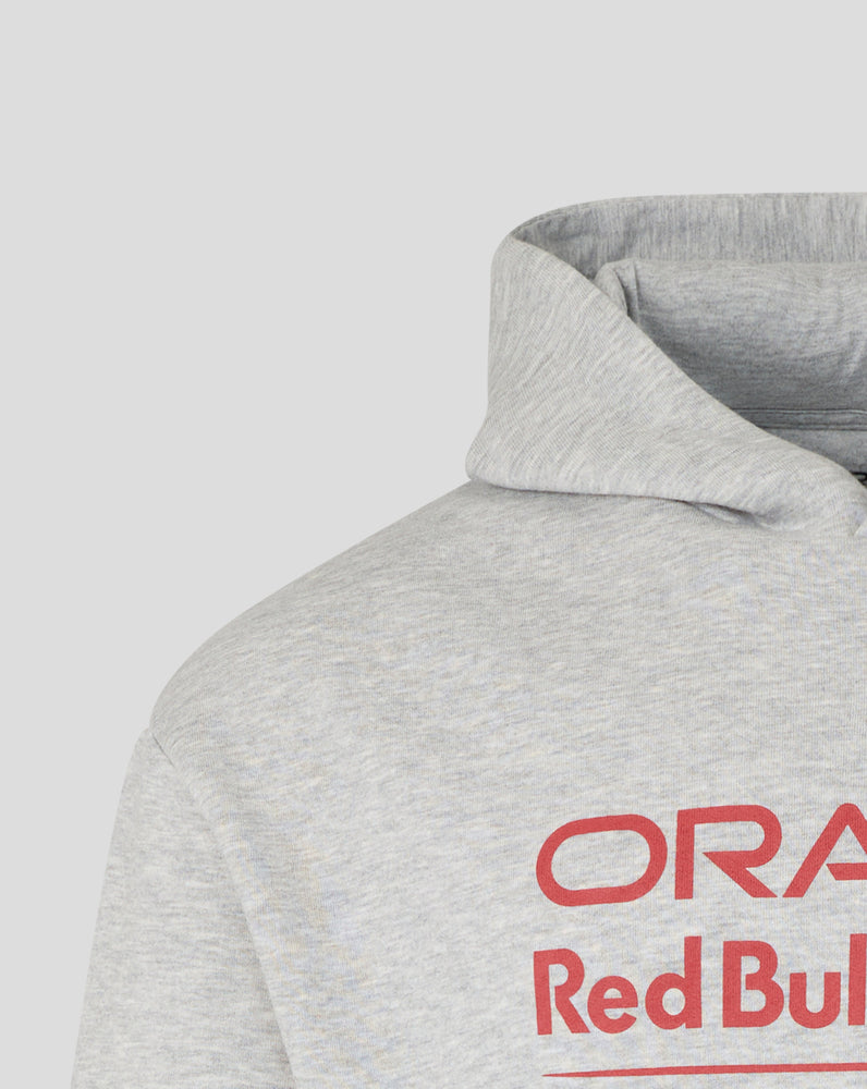 Gray hoodie with red 'Red Bull' logo on a light gray background
